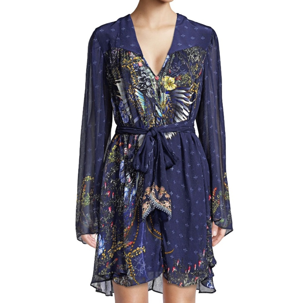 Camilla Silk Tie-Waist Shirtdress
